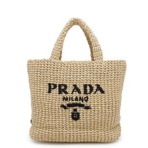 Prada Crochet Raffia Tote Bag Handbag s - Picture 1 of 8